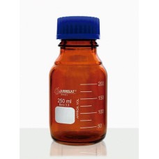 Frasco Reagente com Rosca Âmbar com Tampa de Rosca e Anel Antigota Azul em PP Capacidade 100 ml – 91806245